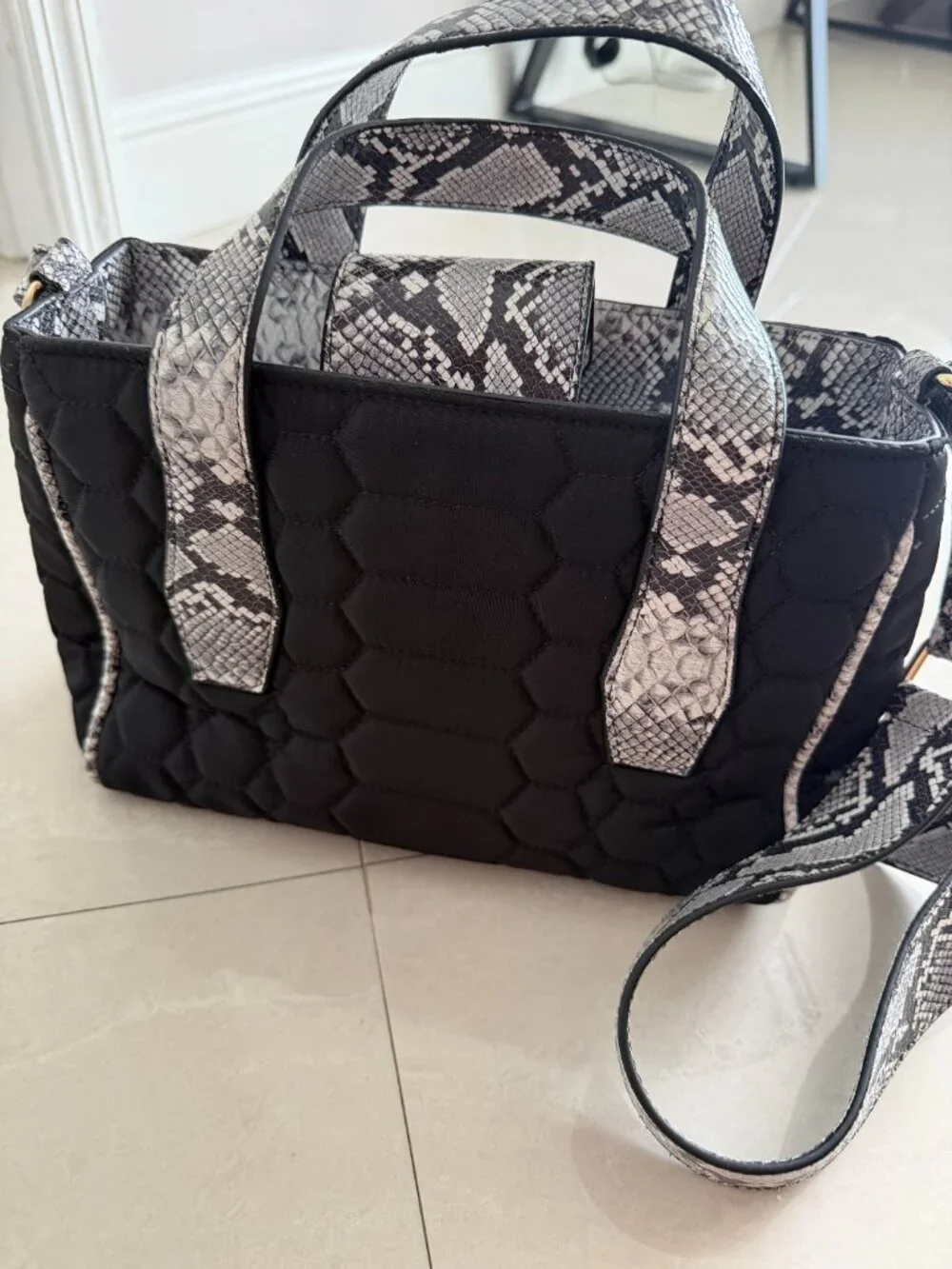 Cavalli Class Milano RMX Crossbody Satchel/Handbag – Black Leopard Accent